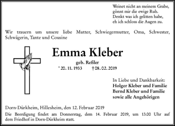 Traueranzeige von Emma Kleber von vrm-trauer