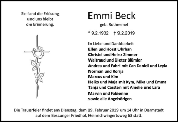 Traueranzeige von Ernmi Beck von vrm-trauer