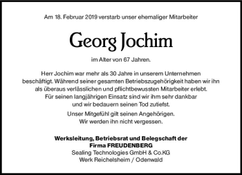 Traueranzeige von Georg Jochim von vrm-trauer