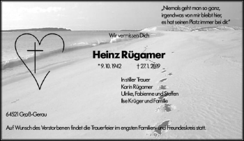 Traueranzeige von Heinz Rügamer von vrm-trauer