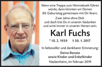 Traueranzeige von Karl Fuchs von vrm-trauer