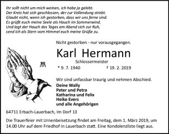 Traueranzeige von Karl Hermann von vrm-trauer