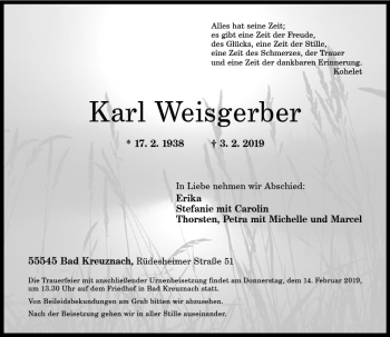 Traueranzeige von Karl Weisgerber von vrm-trauer