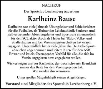 Traueranzeige von Karlheinz Bause von vrm-trauer