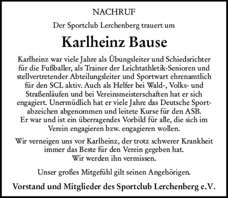  Traueranzeige für Karlheinz Bause vom 23.02.2019 aus vrm-trauer
