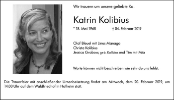 Traueranzeige von Katrin Kolibius von vrm-trauer