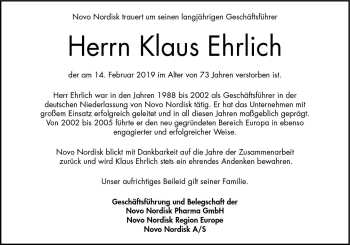 Traueranzeige von Klaus Ehrlich von vrm-trauer