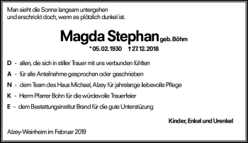 Traueranzeige von Magda Stephan von vrm-trauer