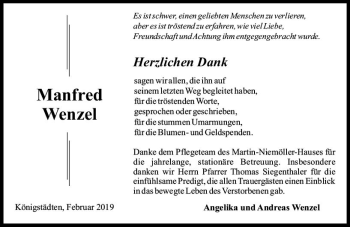 Traueranzeige von Manfred Wenzel von vrm-trauer