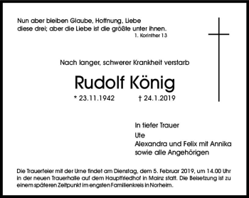 Traueranzeige von Rudolf König von vrm-trauer