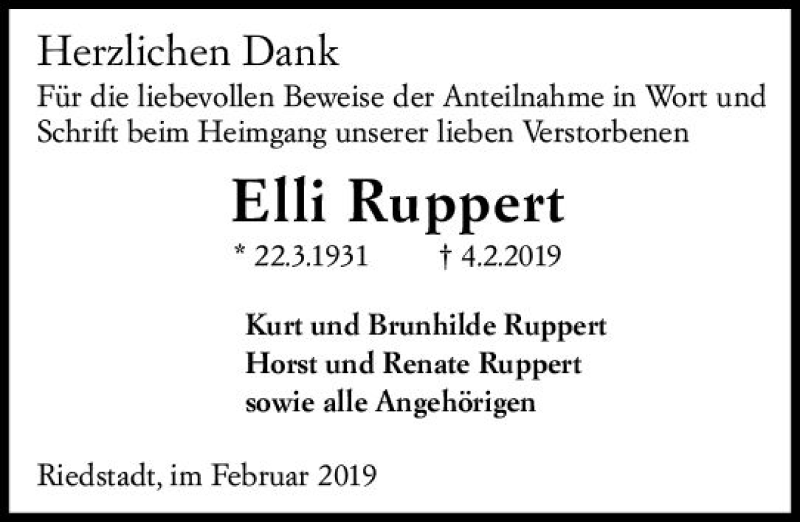  Traueranzeige für Uli Ruppert vom 23.02.2019 aus vrm-trauer