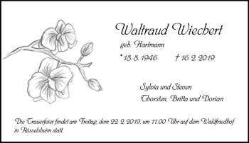 Traueranzeige von Waltraud Wiechert von vrm-trauer