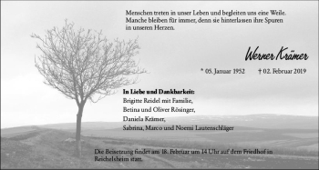 Traueranzeige von Werner Krämer von vrm-trauer