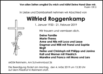 Traueranzeige von Wilfried Roggenkamp von vrm-trauer