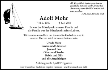 Traueranzeige von Adolf Mohr von vrm-trauer