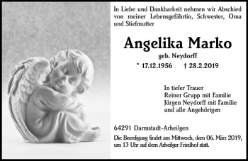 Traueranzeige von Angelika Marko von vrm-trauer