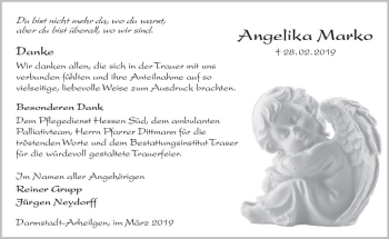 Traueranzeige von Angelika Marko von vrm-trauer