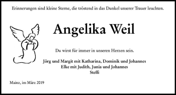 Traueranzeige von Angelika Weil von vrm-trauer