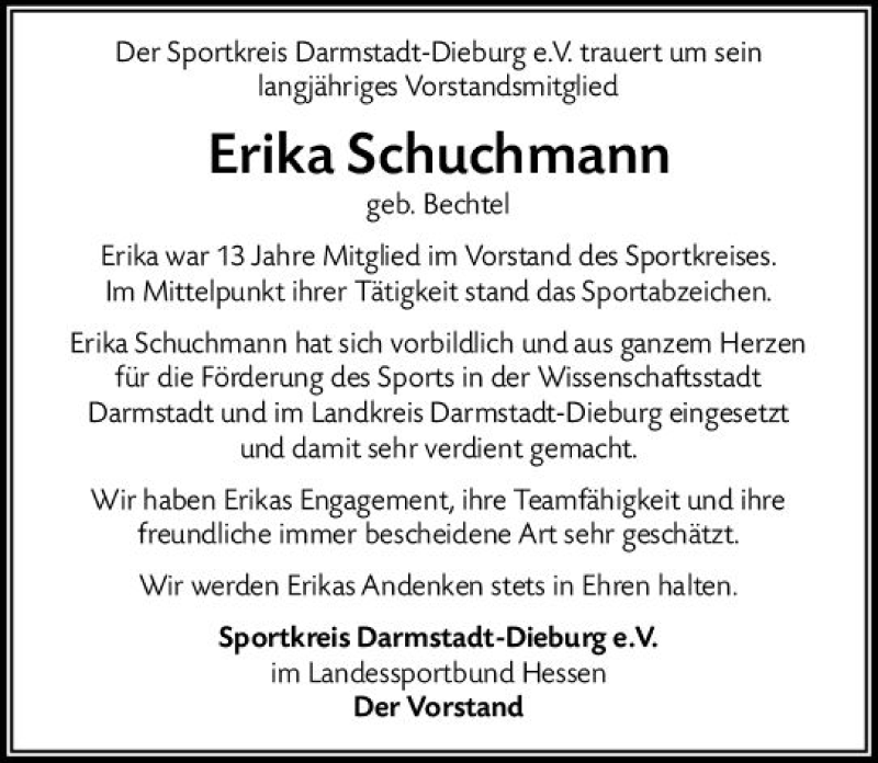  Traueranzeige für Erika Schuchmann vom 23.03.2019 aus vrm-trauer