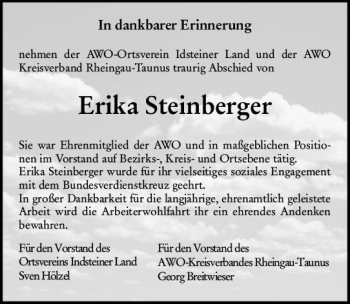 Traueranzeige von Erika Steinberger von vrm-trauer