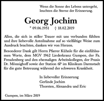 Traueranzeige von Georg Jochim von vrm-trauer