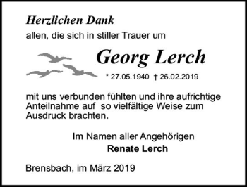 Traueranzeige von Georg Lerch von vrm-trauer