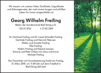 Traueranzeige von Georg Wilhelm Freiling von vrm-trauer