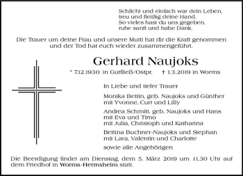 Traueranzeige von Gerhard Naujoks von vrm-trauer