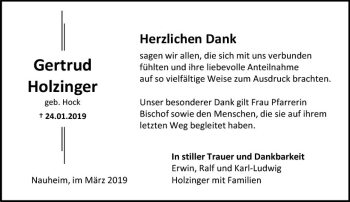 Traueranzeige von Gertrud Holzinger von vrm-trauer
