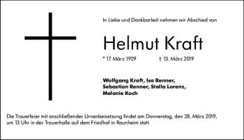 Traueranzeige von Helmut Kraft von vrm-trauer