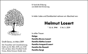 Traueranzeige von Helmut Losert von vrm-trauer