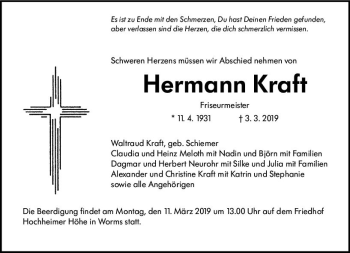 Traueranzeige von Hermann Kraft von vrm-trauer