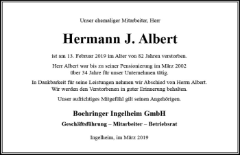 Traueranzeige von Hermann J. Albert von vrm-trauer