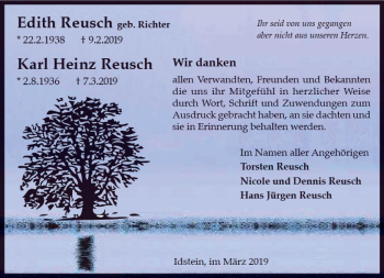 Traueranzeige von Karl Heinz  Reusch  von vrm-trauer