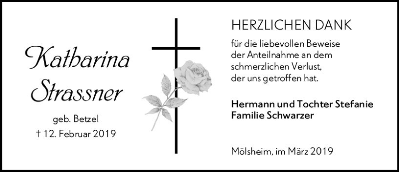  Traueranzeige für Katharina Strassner vom 02.03.2019 aus vrm-trauer