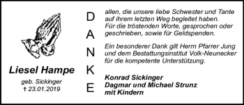 Traueranzeige von Liesel Hampe von vrm-trauer