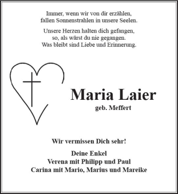 Traueranzeige von Maria Laier von vrm-trauer