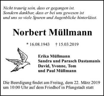 Traueranzeige von Norbert Müllmann von vrm-trauer
