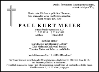 Traueranzeige von Paul Kurt Meier von vrm-trauer