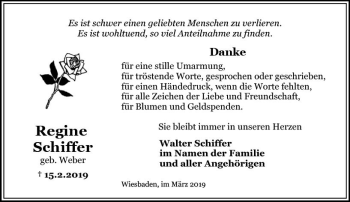 Traueranzeige von Regine Schiffer von vrm-trauer