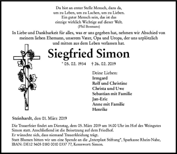 Traueranzeige von Siegfried Simon von vrm-trauer