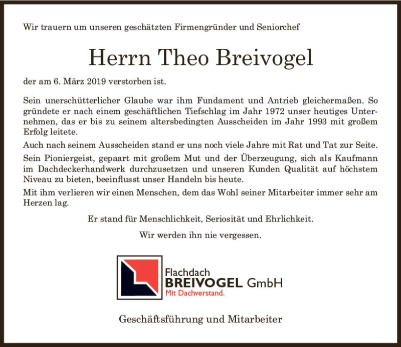  Traueranzeige für Theo Breivogel vom 09.03.2019 aus vrm-trauer