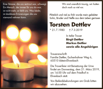 Traueranzeige von Torsten Dettlev von vrm-trauer