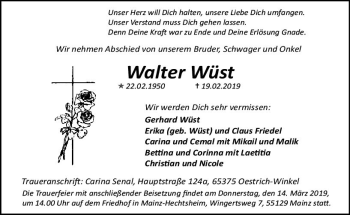 Traueranzeige von Walter Wüst von vrm-trauer