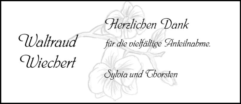  Traueranzeige für Waltraud Wiechert vom 02.03.2019 aus vrm-trauer