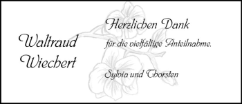 Traueranzeige von Waltraud Wiechert von vrm-trauer