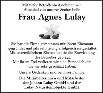 Traueranzeige von Agnes Lulay von vrm-trauer