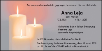 Traueranzeige von Anna Leja von vrm-trauer