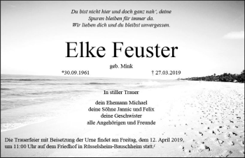 Traueranzeige von Elke Feuster von vrm-trauer