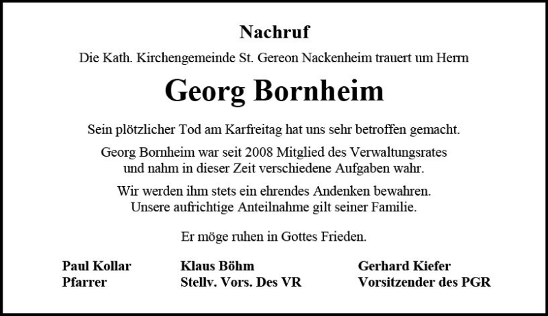  Traueranzeige für Georg Bornheim vom 24.04.2019 aus vrm-trauer